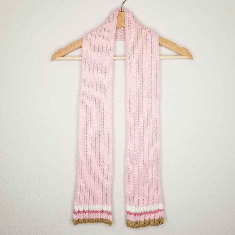 Multicolor Striped Pink Knit Scarf